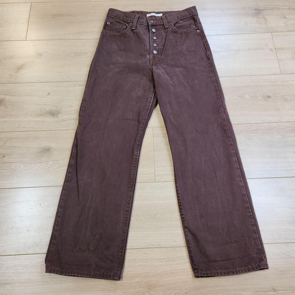 Levis Ribcage Straight Ankle Jeans Womens 27x27 Brown High Rise Denim Button Fly